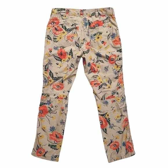 Anthropologie Hei Hei Sundrop Floral Cotton Cropped Cargo Pants Women’s Size 8 - Picture 4 of 8
